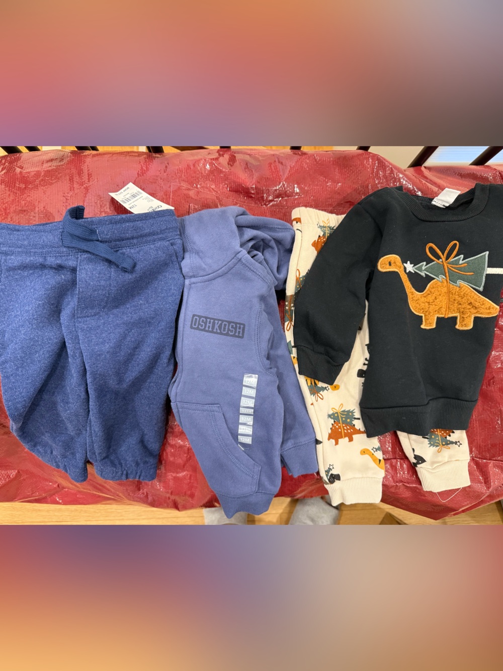 OshKosh B'gosh Navy Blue Sweatshirt Set and Dino set - 12 Months